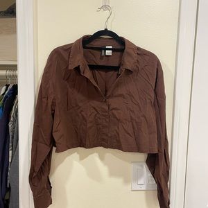 H&M brown cropped button up
